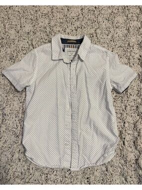 Denim & Flower White Short-Sleeve Button-Down with Navy Dots